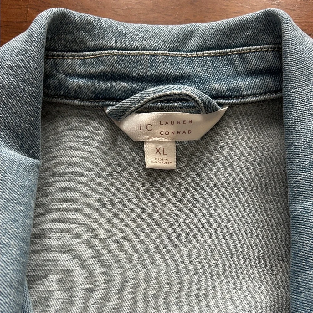 Lauren Conrad Light Blue Denim With Tie Women's Jacket size xl - Picture 6 of 10